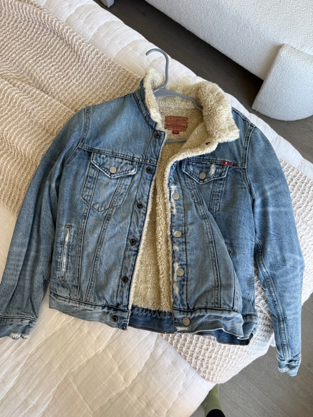 Lucky Brand Light Blue Denim Sherpa-Lined Jacket